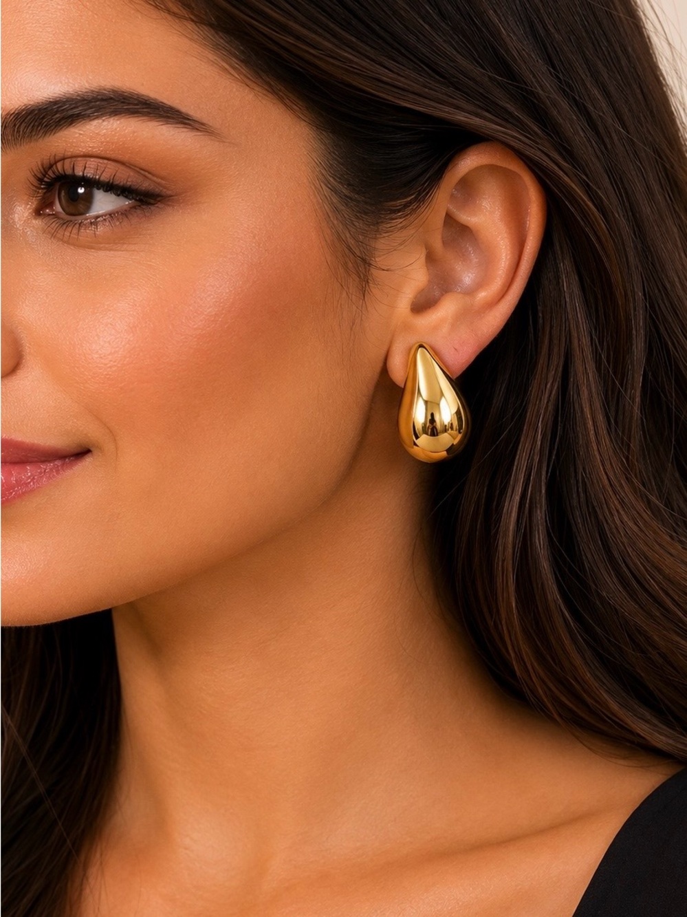 Gold Teardrop Dome Earrings